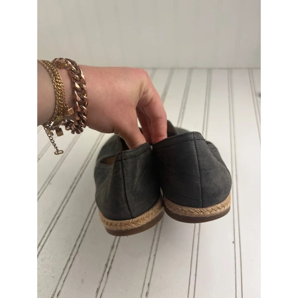 Franco Sarto Vintage Y2K Black Leather Espadrille Flats Women's Size 9.5